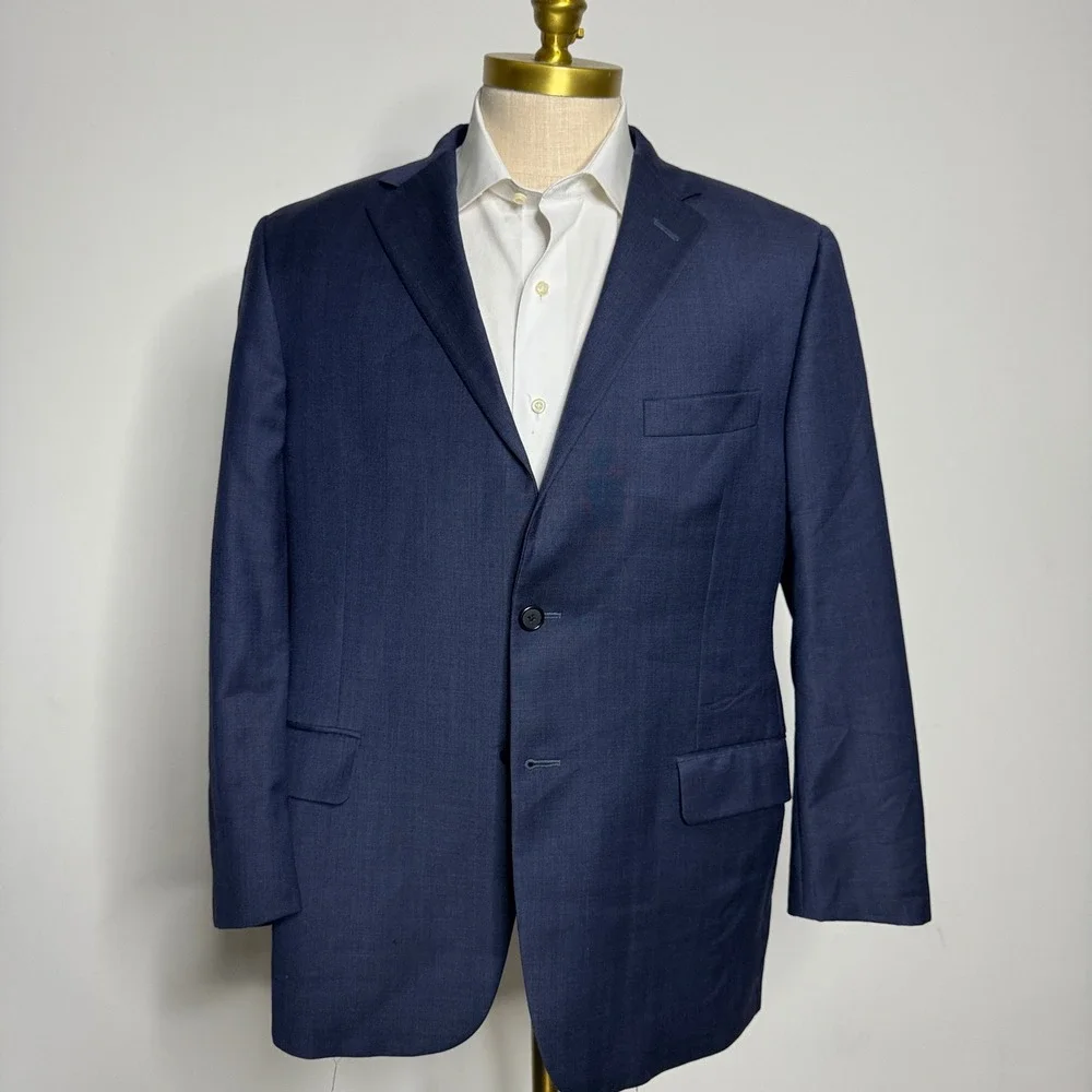 Hickey‎ Freeman Mens Navy Wool Suit Jacket Blazer Size 44S